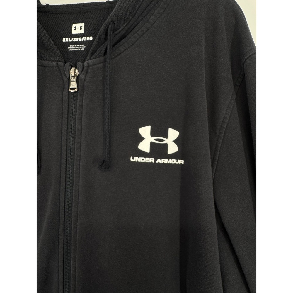 Under Armour Hoodie 3XL Black Full Zip Up Sweatshirt Jacket French Terry Cotton - Picture 4 of 5